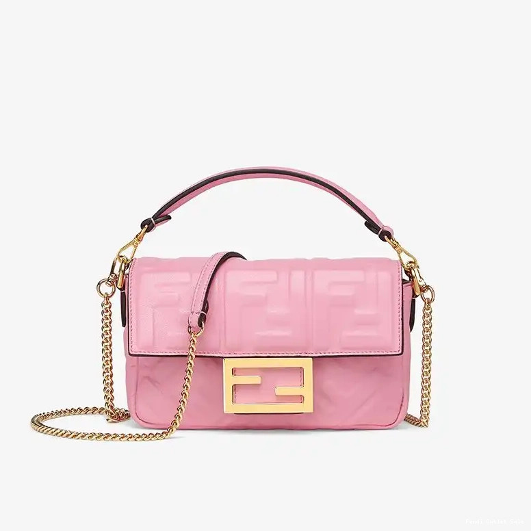 Pink In Leather Bag Fendi Baguette Motif FF Nappa Mini 0630